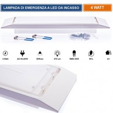 Lampada d'emergenza da montare a Muro a 30 LED SMD ad alto rendimento 4W/6500k cod. DL-EL-A01